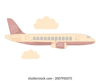 rosafarbene und beige Passagierflugzeuge, die in den Wolken fliegen