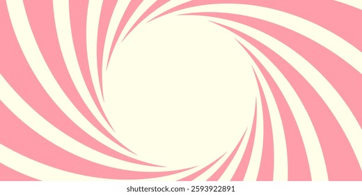 Pink and beige radial swirl background. Pattern with a dynamic optical illusion effect.