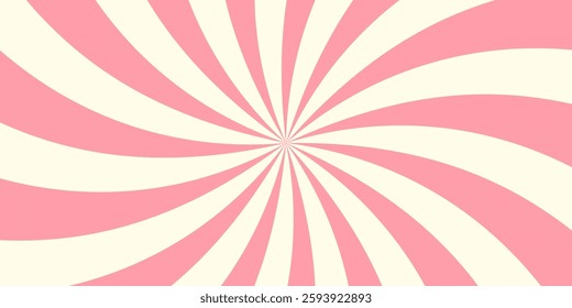 Pink and beige radial swirl background. Pattern with a dynamic optical illusion effect.