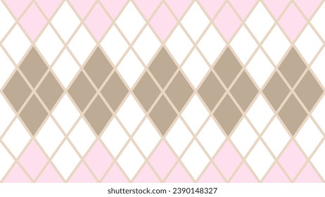 Pink and beige seamless geometric pattern argyle background