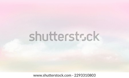 Pink and beige sky and white soft clouds floated in the sky on a clear day. Beautiful Ecru air and sunlight with cloud scape colorful. Sunset sky for background.
