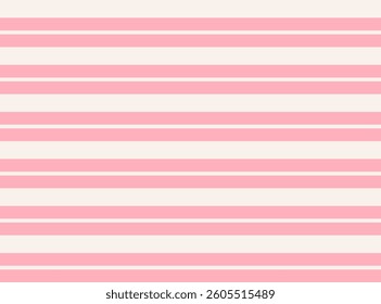 Pink and beige striped background. Retro pattern. Shabby chic, old money style. Decoration, interior design. Girl room design. Banner, wallpaper, poster, card. Vector illustration