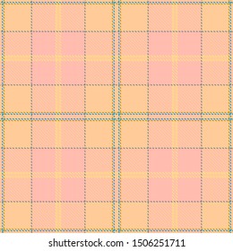 Pink and Beige Tartan Plaid Scottish Seamless Pattern. Texture from tartan, plaid, tablecloths, shirts, clothes, dresses, bedding, blankets and other textile.