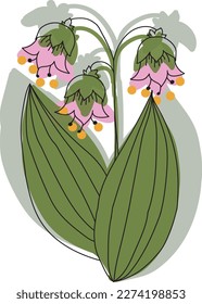 Flor de campana rosada. Archivo vector para diseños.
