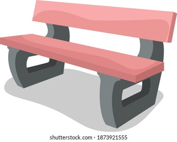 Pink bench, illustration, vector on white background