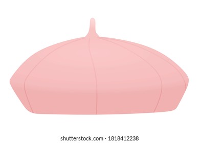 Pink beret hat. vector illustration