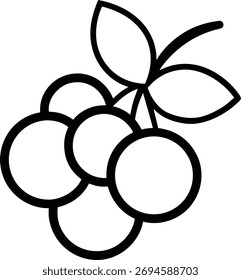 Icono de glifo de bayas rosadas de Ilustración vectorial