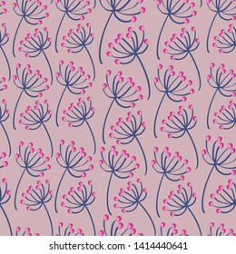 Pink berries seamless pattern. Vector illustration of pink berries on light pink background