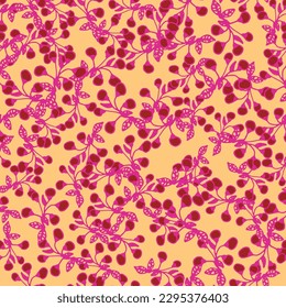 A pink berry branches seamless vecor pattern