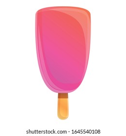 Pink berry popsicle icon. Cartoon of pink berry popsicle vector icon for web design isolated on white background