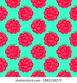 Pink berry , seamless pattern on a light green background.