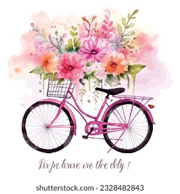 Pink bicycle with flowers and balloons