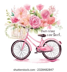 Pink bicycle with flowers and balloons