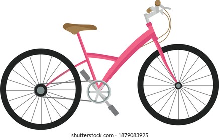 Pink bicycle ,illustration, vector on white background.