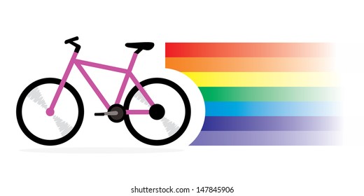 pink bicycle with rainbow