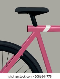 Pink Bicycle. Retro bicycle bright color. Fashion poster. Vector illustration. Jacquemus style.