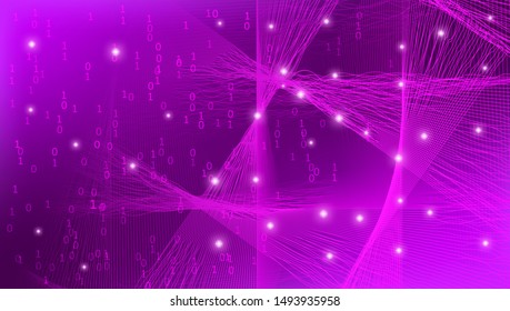 Pink Big Data Infographic. Social Network. Gradient Information Cloud. Purple 3d Fractal. Magenta Big Data Geometric. Abstract Concept. Complexity Design. Tech Fractal. Security Concept.