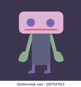 The pink big head,blue eyes star
 robot. 