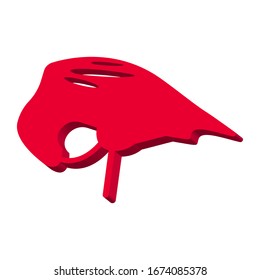 Pink bike helmet icon. Isometric of red bike helmet vector icon for web design isolated on white background