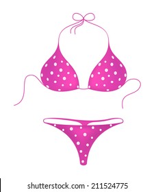 Pink bikini suit with white dots