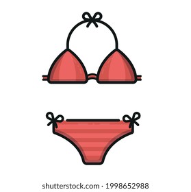 Pink bikini for swimming at the beach and swimming pool