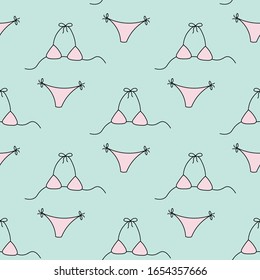 Pink bikinis seamless repeat vector pattern for wrapping paper,fabrics.