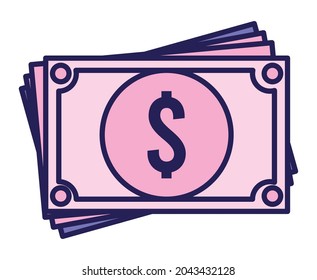 pink bills money dollars icons
