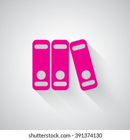 Pink Binders web icon on light grey background