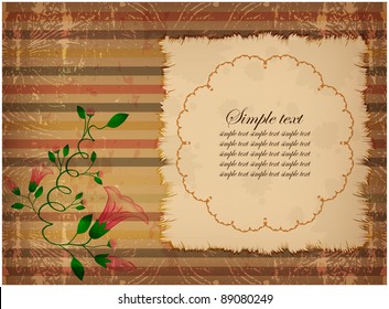 Pink bindweed flower with leaves on abstract vintage background