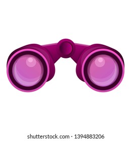 Pink binoculars icon. Cartoon of pink binoculars vector icon for web design isolated on white background