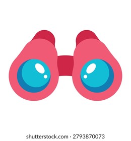Pink binoculars vector icon for summer travel and sightseeing
