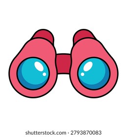 Pink binoculars vector icon for summer travel and sightseeing
