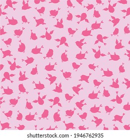 Pink bird background pattern vector illustration