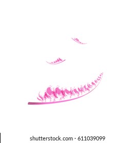 pink bird feather in the air, watercolor style, illustration vector. 