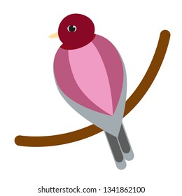 pink bird flat illustration Wild life plants and animals series