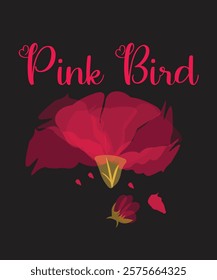 pink bird floral flower illustration