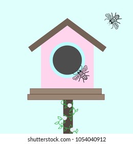 pink bird house. spring bird box