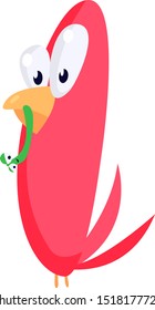 Pájaro rosa, ilustración, vector sobre fondo blanco.