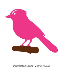 Pink bird silhouette vector sitting  on a brunch