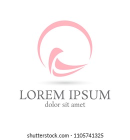 pink bird turn head minimal vector logo design template, dove icon, freedom sign, curve symbol, vector illustration