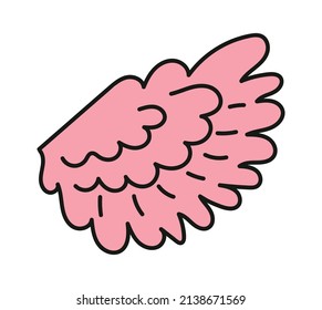 Pink Bird Wing. Kids Angel Costume Decorative Design Element. Vector illustration