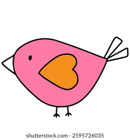 Pink bird with yellow wings