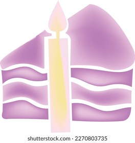 
Pink birthday cake with a candle.