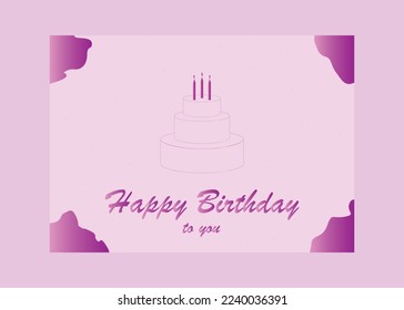 Pink Birthday card and gradient cake   border design