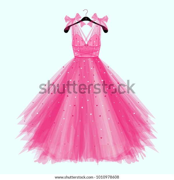 蝶結びのピンクのバースデーパーティードレス 招待状のファッションイラスト のベクター画像素材 ロイヤリティフリー