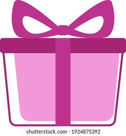 Pink birthday present, illustration, vector on white background.