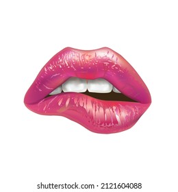 Pink Bitten Lips Romantic Fresh Makeup Stock Vector (Royalty Free