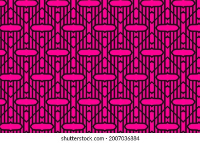 Pink black abstract geometric repeating pattern design.