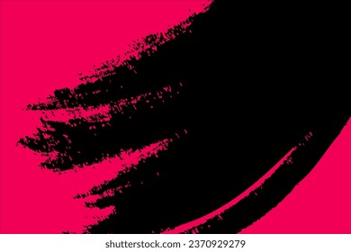 Pink and black abstract grunge background. Splash grunge stroke trendy texture. Vector illustration