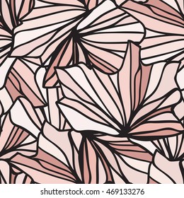 Pink and black abstract seamless vector pattern. Freehand drawn texture of wavy flowery ornament, dynamic lines different line weight contours. Monochrome ornament in shades tints of pink. 